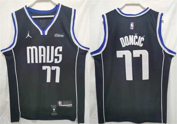 Men%27s Dallas Mavericks #77 Luka Doncic Black Stitched Jersey